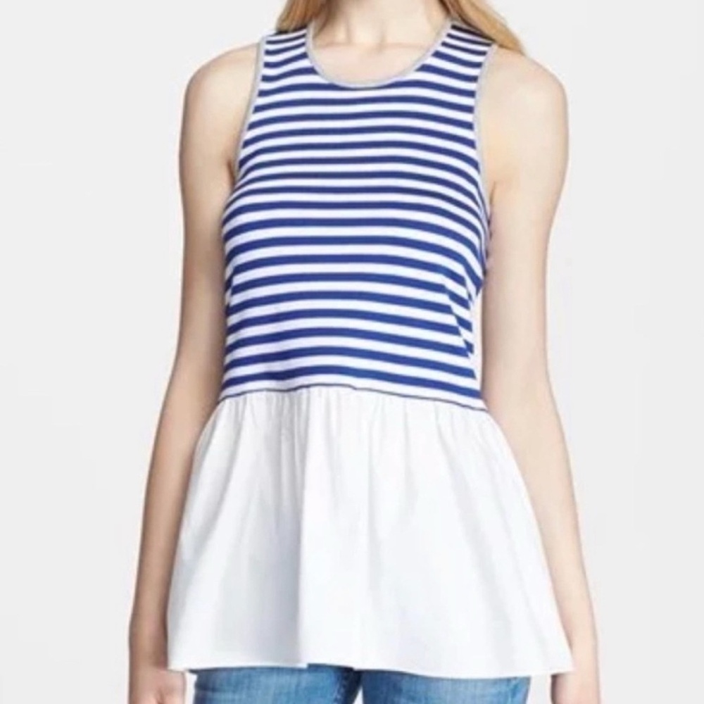 Tibi New York Nautical Stripe Peplum Tank Top Resort Chic Size 4
